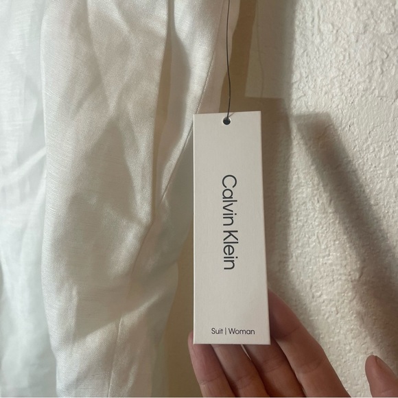 Calvin Klein Linen Blend Pants Trousers - White size 20 NWT Vacation Beach - Picture 4 of 7